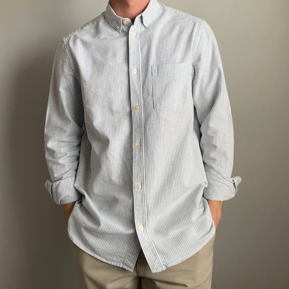 H&M Vertical Stripes Green/White Button-Down